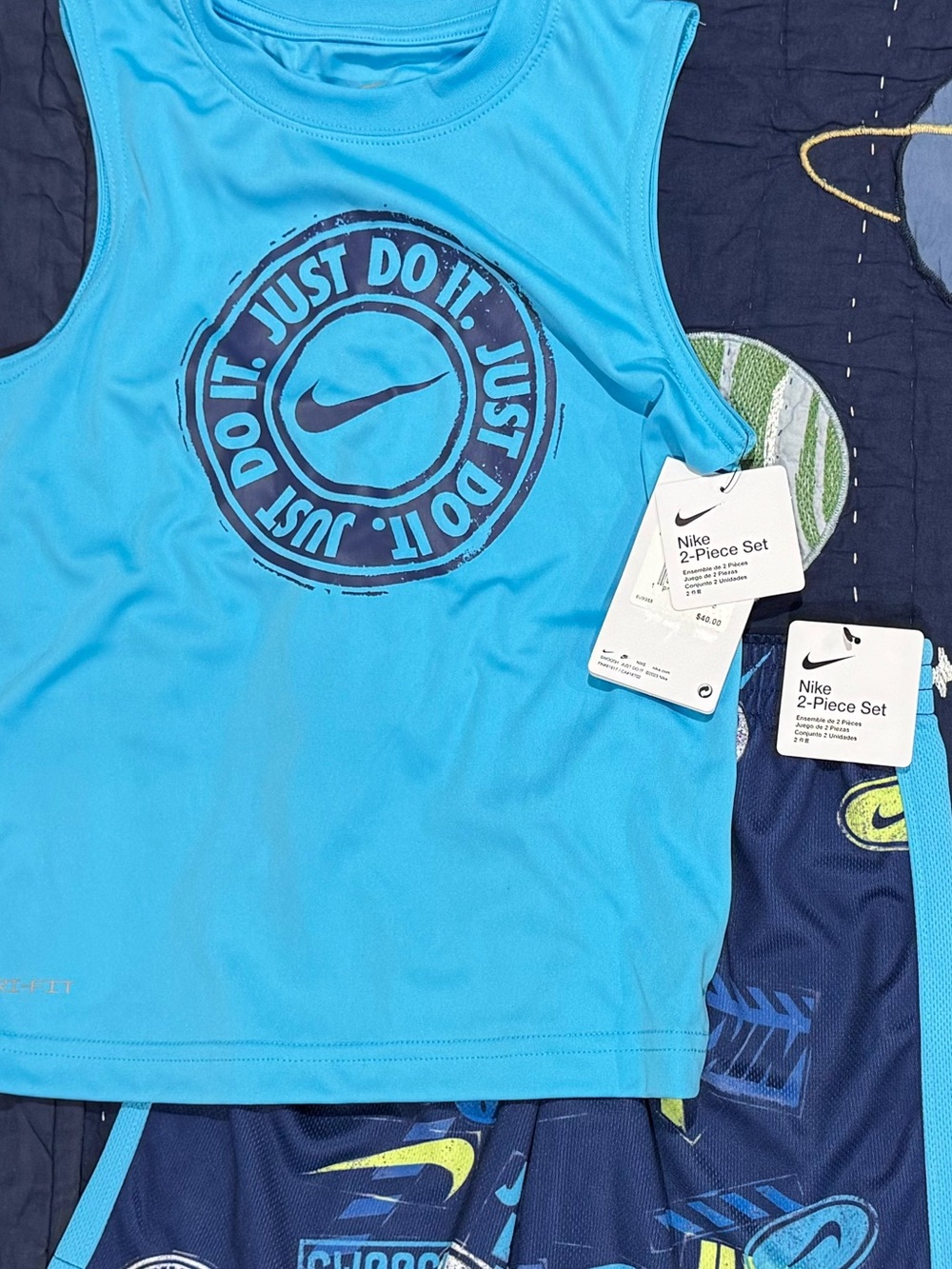 Nike Boys' Blue and Navy 'Just Do It' Tank & Shorts Set
